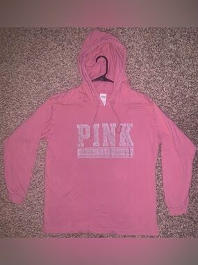 PINK Victoria's Secret Hoodie Long Sleeve Tee in Rose Pink